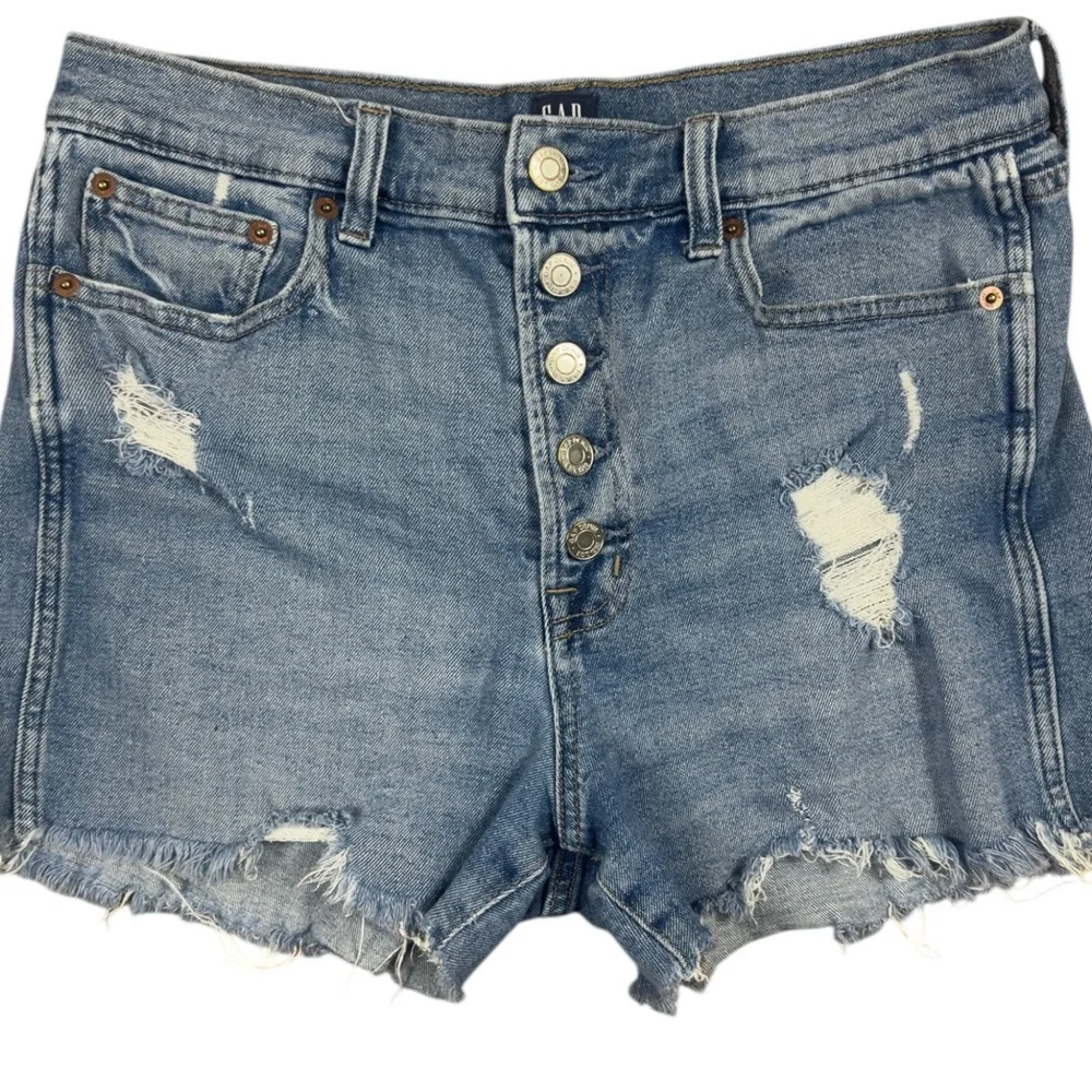 Gap Classic Distressed Denim Shorts - Light Blue